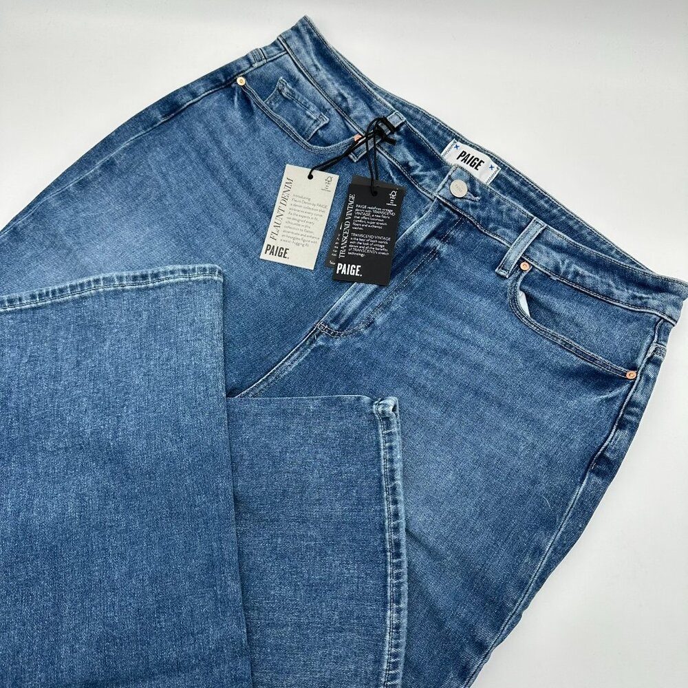 PAIGE Women's FEMME High Rise Crop Mini Boot Cut Jean, Size 34.‎ Tapestry Blue